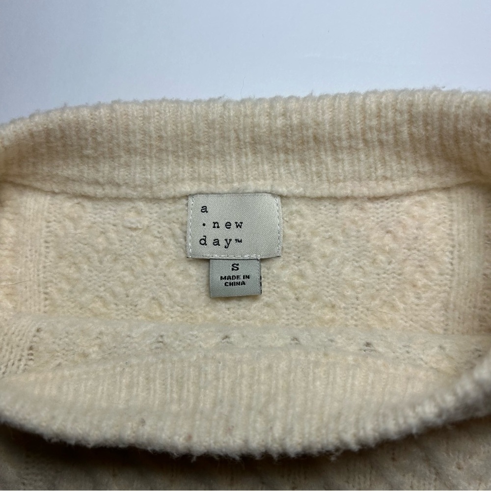 Women’s Crewneck Tunic Pullover Sweater- A New Day- Cream - Picture 6 of 7